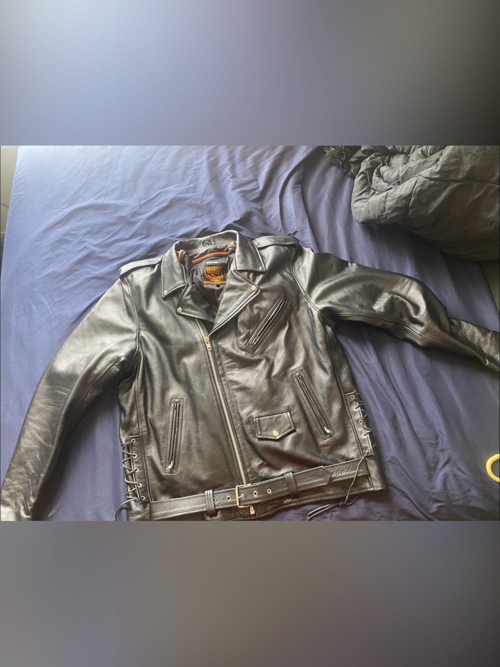 Milwaukee Leather SH1011-Tall Men Lace Police Style Motorcycle Leather Jacket
